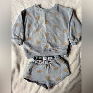 Zara Light Blue and Tan Polka Dot Kids Matching Set